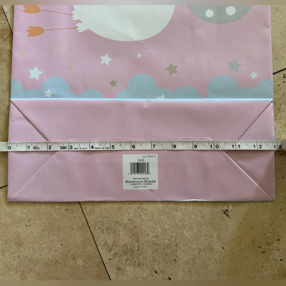 Pink stork baby shower gift bag